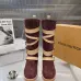 LV Vintage Multi‑Strap Suede Knee‑High Rider Boots Block Heel #A68587