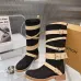 LV Vintage Multi‑Strap Suede Knee‑High Rider Boots Block Heel #A68588