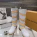 LV Vintage Multi‑Strap Suede Knee‑High Rider Boots Block Heel #A68589