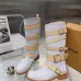LV Vintage Multi‑Strap Suede Knee‑High Rider Boots Block Heel #A68589