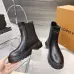 Louis Vuitton Black Leather Chelsea Boots for Women, Chunky Sole Ankle Boots with Signature Tab #A69825