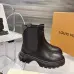 Louis Vuitton Black Leather Chelsea Boots for Women, Chunky Sole Ankle Boots with Signature Tab #A69825