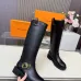 Louis Vuitton Black Women’s Knee-High Boots with Gold Buckle Strap & Pull Tabs #A69871