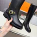 Louis Vuitton Black Women’s Knee-High Boots with Gold Buckle Strap & Pull Tabs #A69871