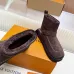 Louis Vuitton Brown Suede Mini Boots with Faux Fur Lining & Gold-Tone Buckle Strap #A69815
