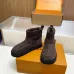 Louis Vuitton Brown Suede Mini Boots with Faux Fur Lining & Gold-Tone Buckle Strap #A69815