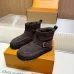 Louis Vuitton Brown Suede Mini Boots with Faux Fur Lining & Gold-Tone Buckle Strap #A69815