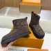 Louis Vuitton Brown Suede Winter Boots with Monogram Embroidery, Adjustable Buckle, and Chunky Sole #A69816