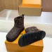 Louis Vuitton Brown Suede Winter Boots with Monogram Embroidery, Adjustable Buckle, and Chunky Sole #A69816