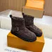 Louis Vuitton Brown Suede Winter Boots with Monogram Embroidery, Adjustable Buckle, and Chunky Sole #A69816