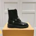 Louis Vuitton Shiny Black Ankle Boots with Lace-Up, Zipper and Decorative Straps #B54557