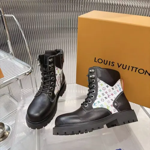 Louis Vuitton Unisex Colorful Monogram Patchwork Side‑Zip Combat Boots #A68527