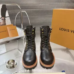 Louis Vuitton Unisex Monogram Patchwork Side‑Zip Combat Boots #A68516