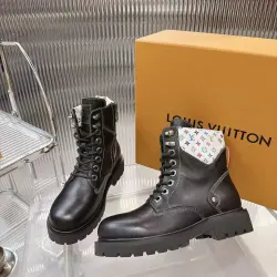 Louis Vuitton Unisex Monogram Patchwork Side‑Zip Combat Boots #A68518