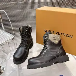Louis Vuitton Unisex Monogram Patchwork Side‑Zip Combat Boots #A68519