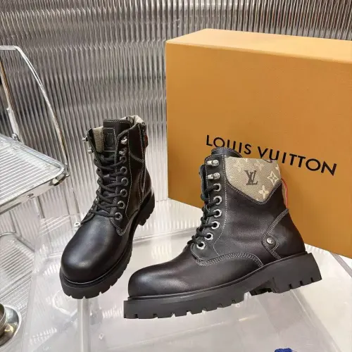 Louis Vuitton Unisex Monogram Patchwork Side‑Zip Combat Boots #A68519