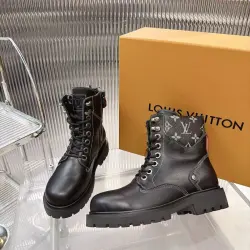 Louis Vuitton Unisex Monogram Patchwork Side‑Zip Combat Boots #A68520