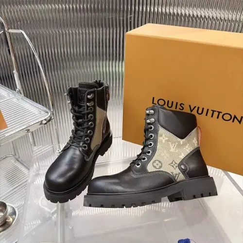 Louis Vuitton Unisex Monogram Patchwork Side‑Zip Combat Boots #A68521