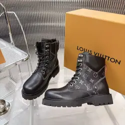 Louis Vuitton Unisex Monogram Patchwork Side‑Zip Combat Boots #A68522