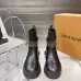 Louis Vuitton Women’s Black Leather Ankle Boots with Monogram Band & Chunky Sole #A69824