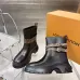 Louis Vuitton Women’s Black Leather Ankle Boots with Monogram Band & Chunky Sole #A69824