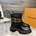 Louis Vuitton Women’s Black Leather Ankle Boots with Monogram Band & Chunky Sole #A69824