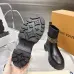 Louis Vuitton Women’s Black Leather Ankle Boots with Monogram Band & Chunky Sole #A69824