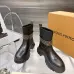 Louis Vuitton Women’s Black Leather Ankle Boots with Monogram Band & Chunky Sole #A69824
