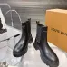 Louis Vuitton Women’s Black Leather Chelsea Boots with Monogram Trim & Chunky Sole #A69827