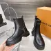 Louis Vuitton Women’s Black Leather Chelsea Boots with Monogram Trim & Chunky Sole #A69827