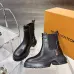 Louis Vuitton Women’s Black Leather Chelsea Boots with Monogram Trim & Chunky Sole #A69827