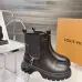 Louis Vuitton Women’s Black Leather Chelsea Boots with Monogram Trim & Chunky Sole #A69827