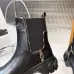 Louis Vuitton Women’s Black Leather Chelsea Boots with Monogram Trim & Chunky Sole #A69827