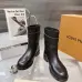 Louis Vuitton Women’s Black Leather Knee Boots with Adjustable Strap & Low Block Heel #A69829