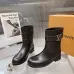 Louis Vuitton Women’s Black Leather Knee Boots with Adjustable Strap & Low Block Heel #A69829