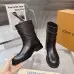 Louis Vuitton Women’s Black Leather Knee Boots with Adjustable Strap & Low Block Heel #A69829