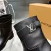 Louis Vuitton Women’s Black Leather Knee Boots with Adjustable Strap & Low Block Heel #A69829