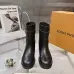 Louis Vuitton Women’s Black Leather Knee Boots with Adjustable Strap & Low Block Heel #A69829