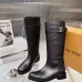 Louis Vuitton Women’s Black Leather Knee Boots with Adjustable Strap and Low Block Heel #A69828