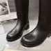 Louis Vuitton Women’s Black Leather Knee Boots with Adjustable Strap and Low Block Heel #A69828