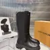 Louis Vuitton Women’s Black Leather Knee-Height Boots with Chunky Sole and Logo Tab #A69826