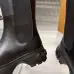 Louis Vuitton Women’s Black Leather Knee-Height Boots with Chunky Sole and Logo Tab #A69826