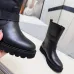 Louis Vuitton Women’s Black Leather Mid-Calf Boots with Adjustable Buckle Straps and Chunky Tread Sole #A69872