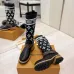 Louis Vuitton Women’s Black Leather & Monogram Knit Boots with Brown LV Belt Strap #A69916