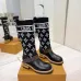 Louis Vuitton Women’s Black Leather & Monogram Knit Boots with Brown LV Belt Strap #A69916
