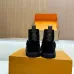 Louis Vuitton Women’s Black Suede Ankle Boots with Monogram Embossing, Shearling Lining & Chunky Sole #A69814