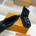 Louis Vuitton Women’s Black Suede Ankle Boots with Monogram Embossing, Shearling Lining & Chunky Sole #A69814