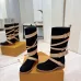 Louis Vuitton Women’s Black Suede Mid-Calf Boots with Beige Strap Detail & Gold Buckles #A69920