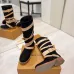 Louis Vuitton Women’s Black Suede Mid-Calf Boots with Beige Strap Detail & Gold Buckles #A69920