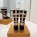 Louis Vuitton Women’s Black Suede Mid-Calf Boots with Beige Strap Detail & Gold Buckles #A69920